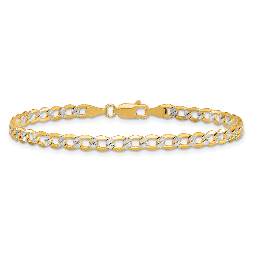14k 4.3mm Semi-solid with Rhodium Pavé Curb Chain