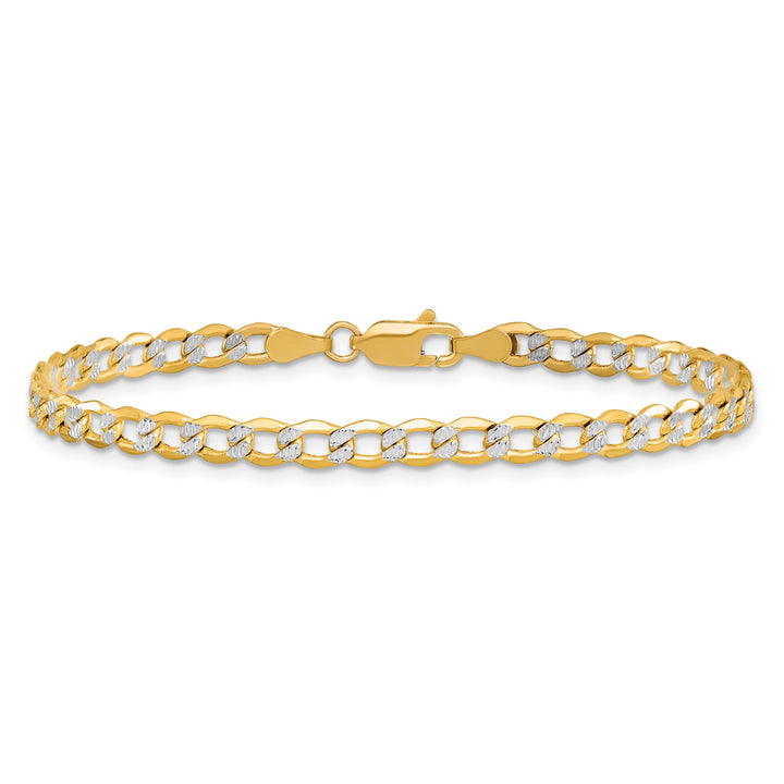 14k 4.3mm Semi-solid with Rhodium Pavé Curb Chain