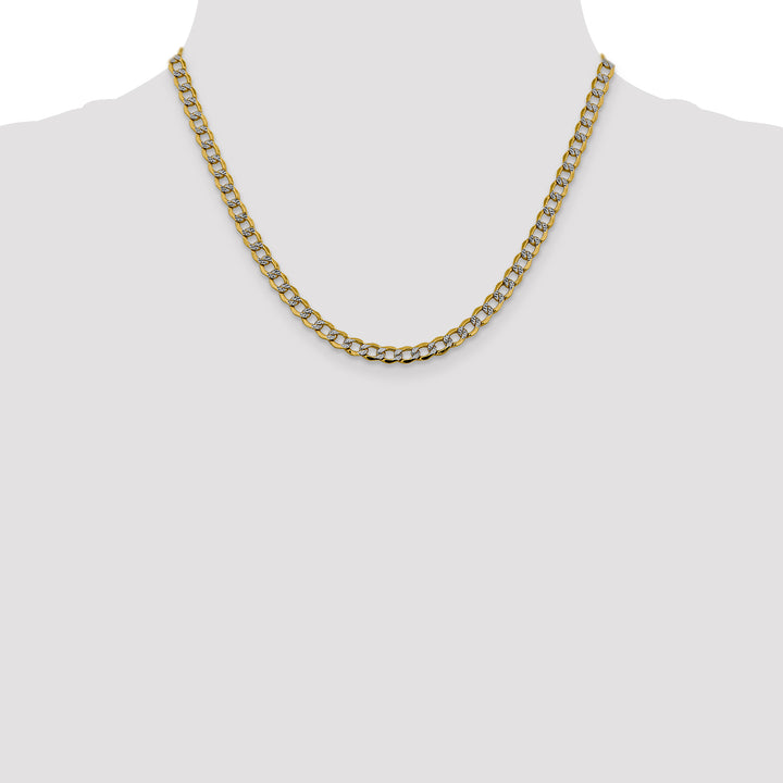 14k 5.2mm Semi-solid with Rhodium PavÃ© Curb Chain