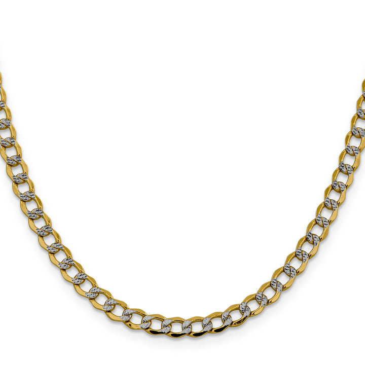 14k 5.2mm Semi-solid with Rhodium PavÃ© Curb Chain