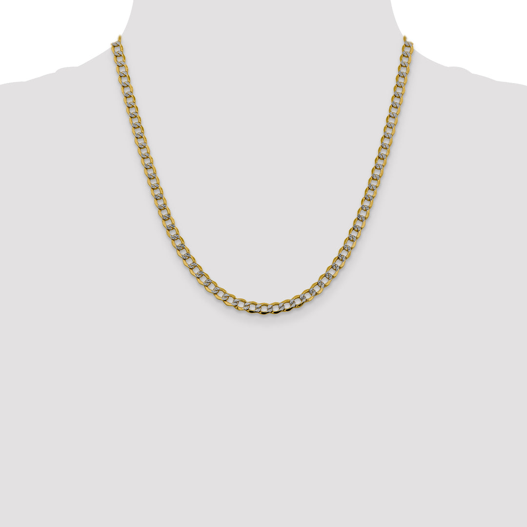 14k 5.2mm Semi-solid with Rhodium PavÃ© Curb Chain