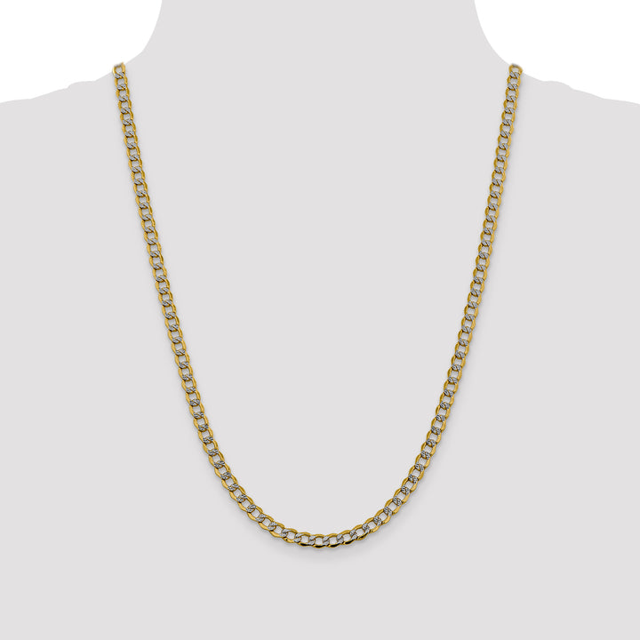 14k 5.2mm Semi-solid with Rhodium PavÃ© Curb Chain