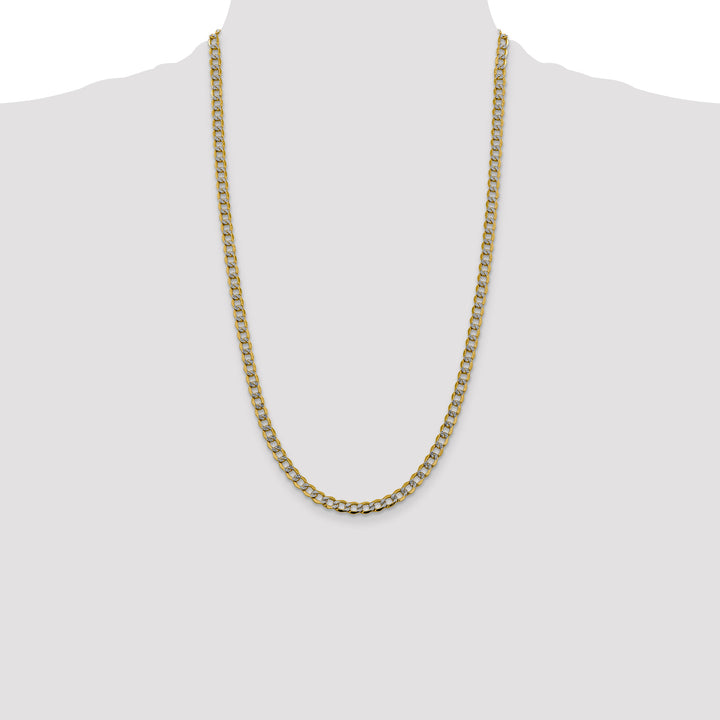 14k 5.2mm Semi-solid with Rhodium PavÃ© Curb Chain
