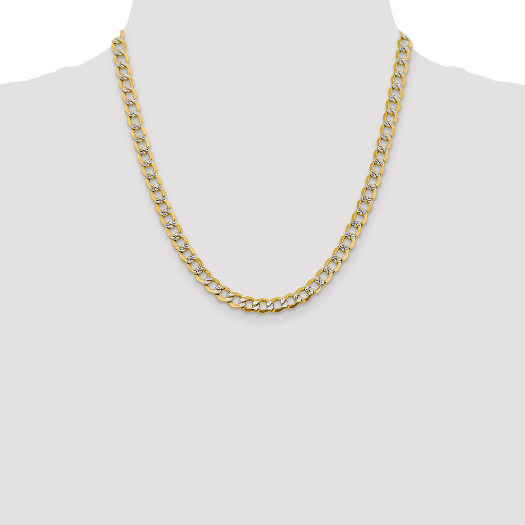 14k 6.75mm Semi-solid with Rhodium PavÃ© Curb Chain