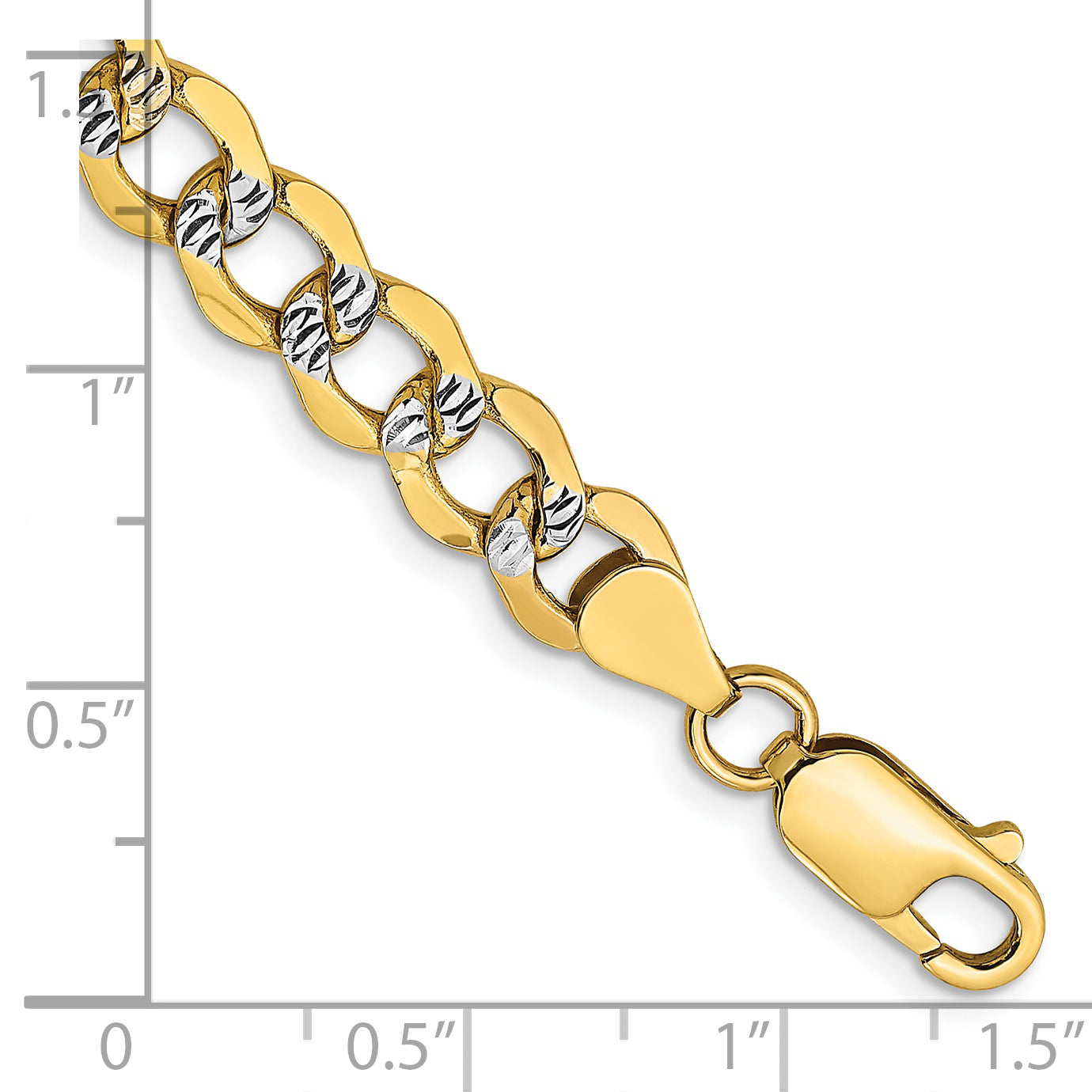 14k 6.75mm Semi-solid with Rhodium PavÃ© Curb Chain