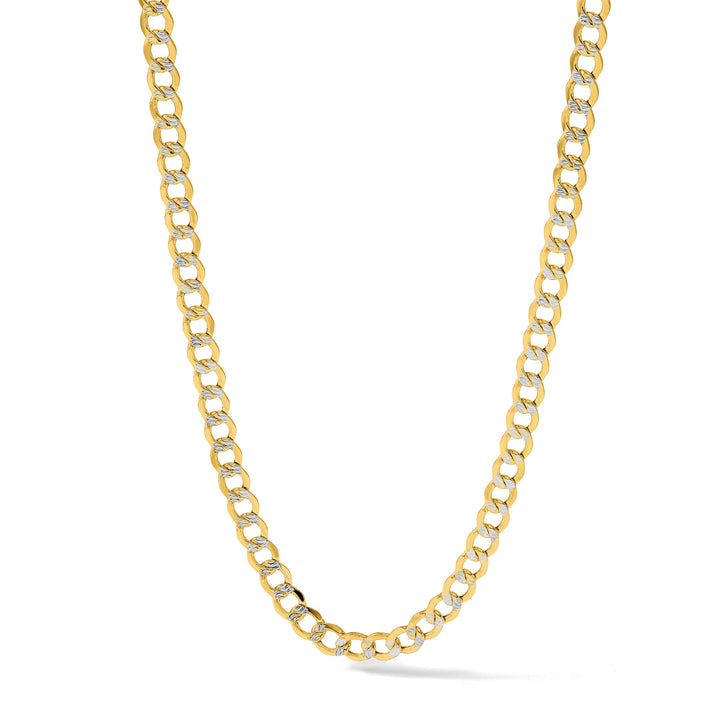 14k 6.75mm Semi-solid with Rhodium Pavé Curb Chain