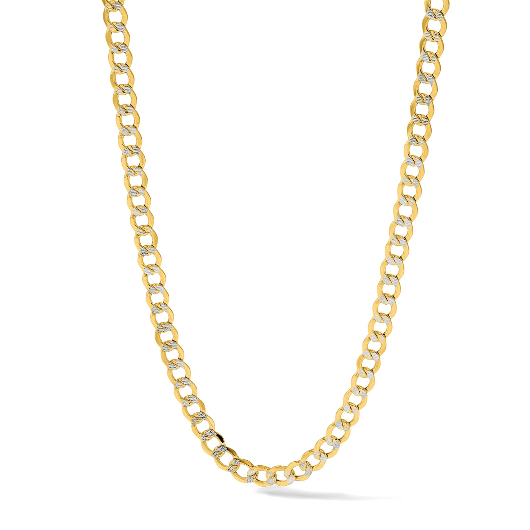 14k 6.75mm Semi-solid with Rhodium Pavé Curb Chain