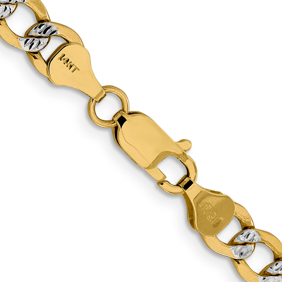 14k 6.75mm Semi-solid with Rhodium Pavé Curb Chain