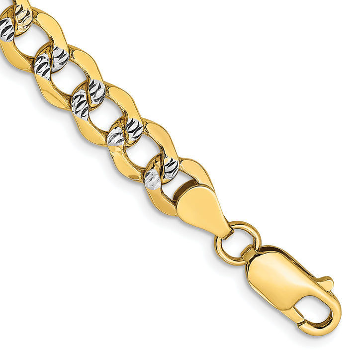 14k 6.75mm Semi-solid with Rhodium Pavé Curb Chain