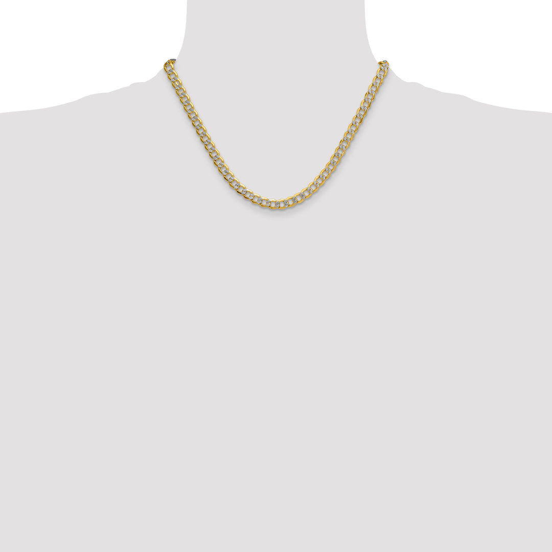 14k 7.1mm Semi-solid with Rhodium PavÃ© Curb Chain