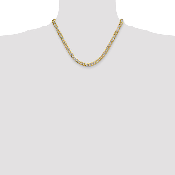 14k 7.1mm Semi-solid with Rhodium PavÃ© Curb Chain