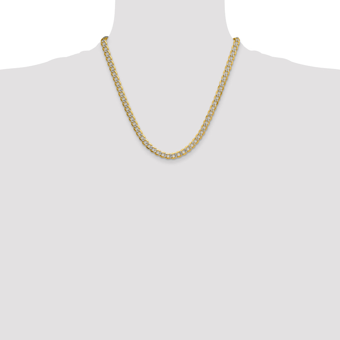 14k 7.1mm Semi-solid with Rhodium PavÃ© Curb Chain
