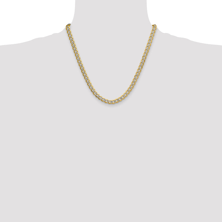 14k 7.1mm Semi-solid with Rhodium PavÃ© Curb Chain