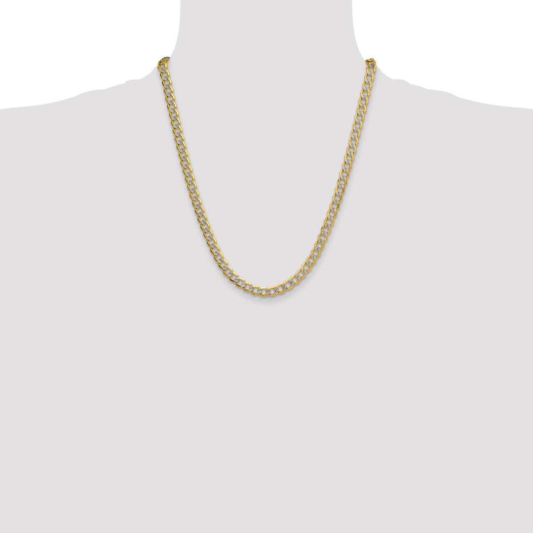 14k 7.1mm Semi-solid with Rhodium PavÃ© Curb Chain
