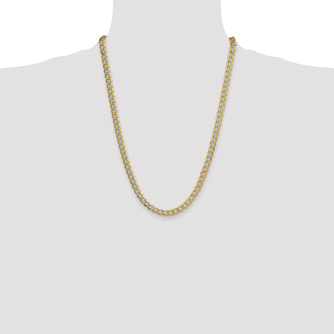 14k 7.1mm Semi-solid with Rhodium PavÃ© Curb Chain