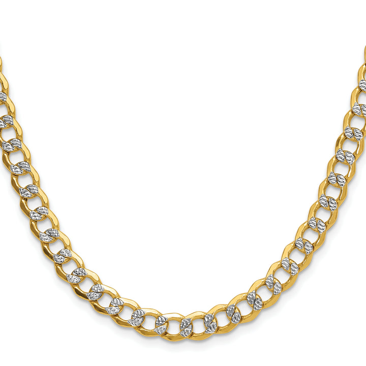 14k 7.1mm Semi-solid with Rhodium Pavé Curb Chain