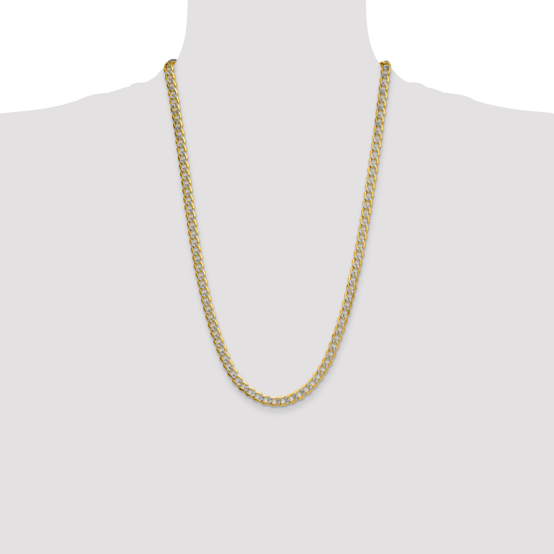 14k 7.1mm Semi-solid with Rhodium Pavé Curb Chain