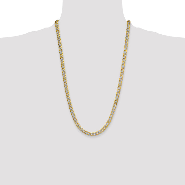 14k 7.1mm Semi-solid with Rhodium Pavé Curb Chain