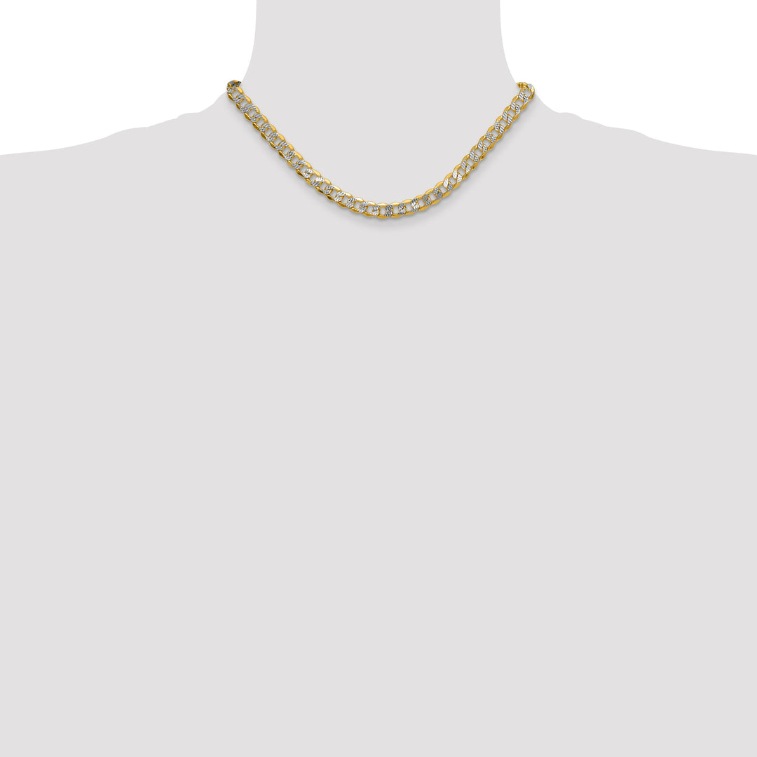 14k 7.75mm Semi-solid with Rhodium PavÃ© Curb Chain