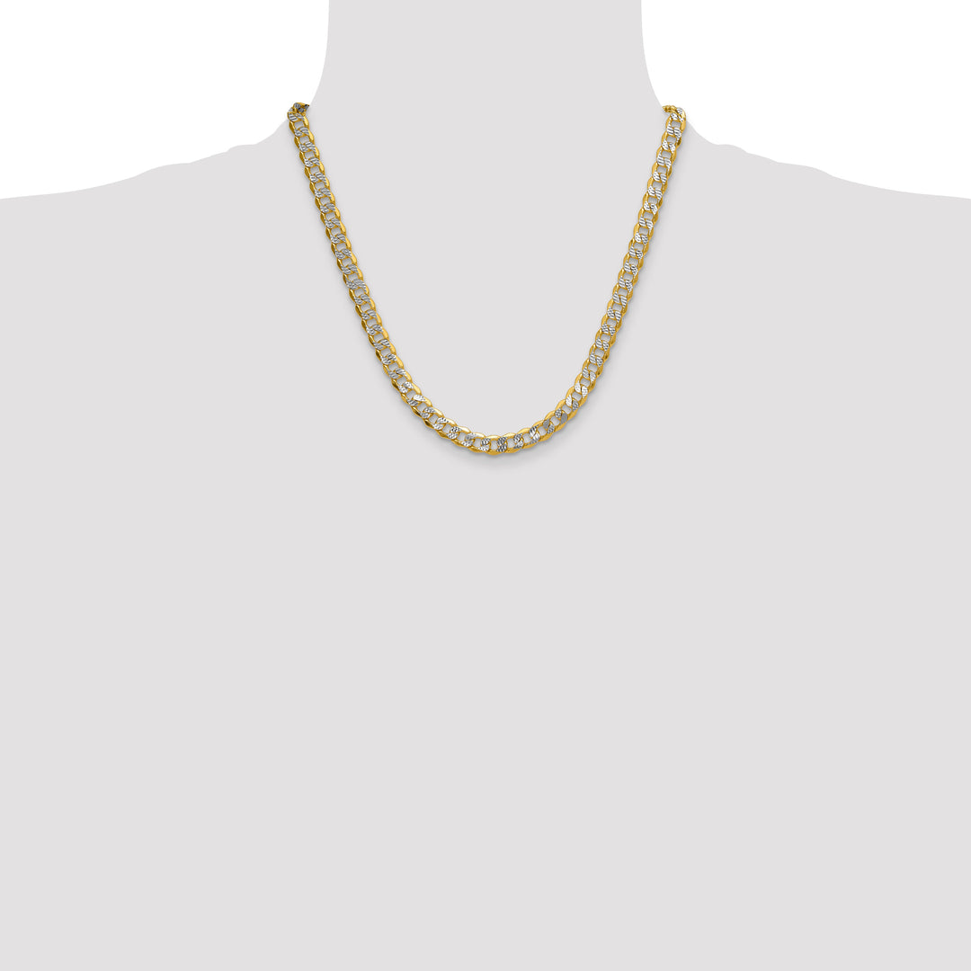 14k 7.75mm Semi-solid with Rhodium PavÃ© Curb Chain