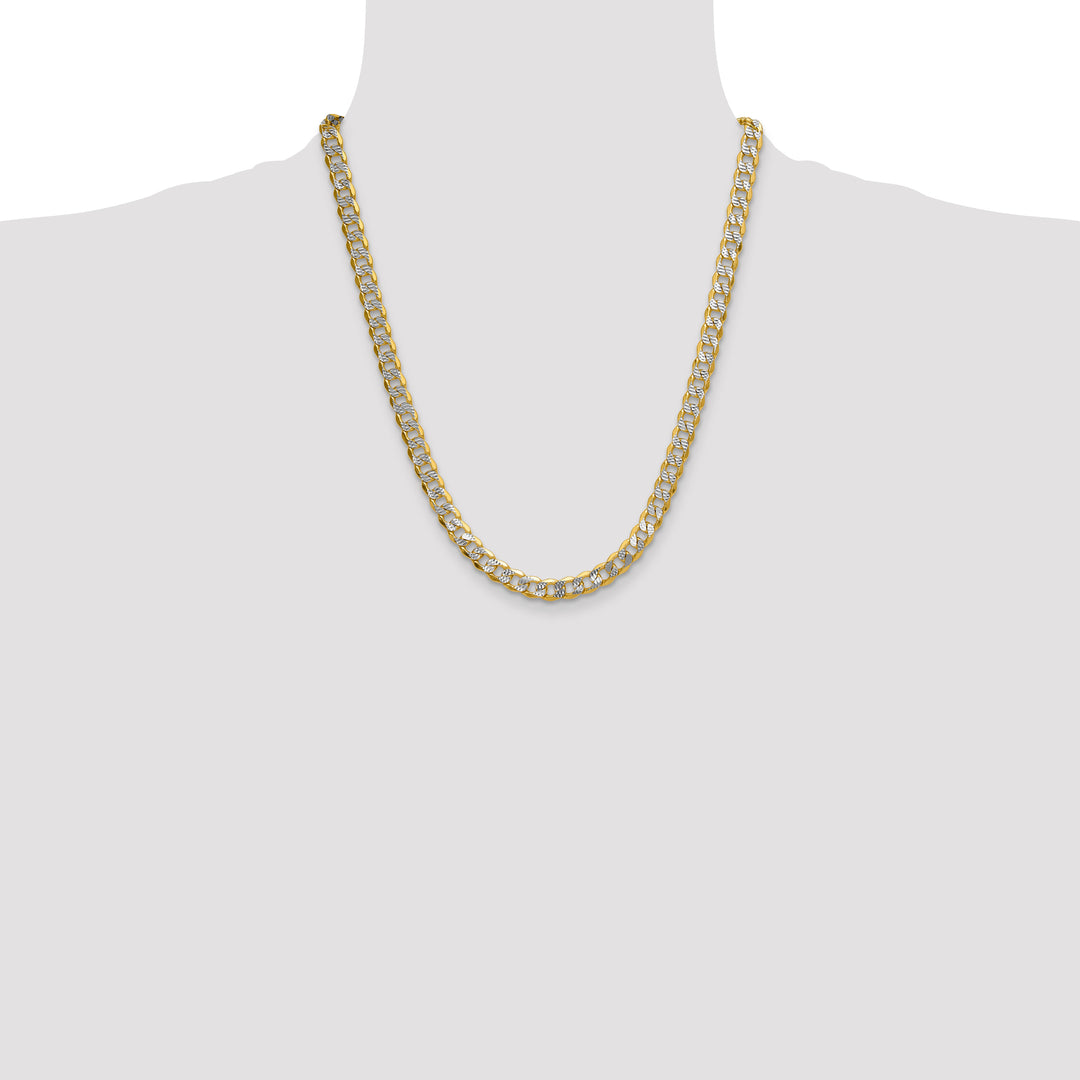 14k 7.75mm Semi-solid with Rhodium Pavé Curb Chain