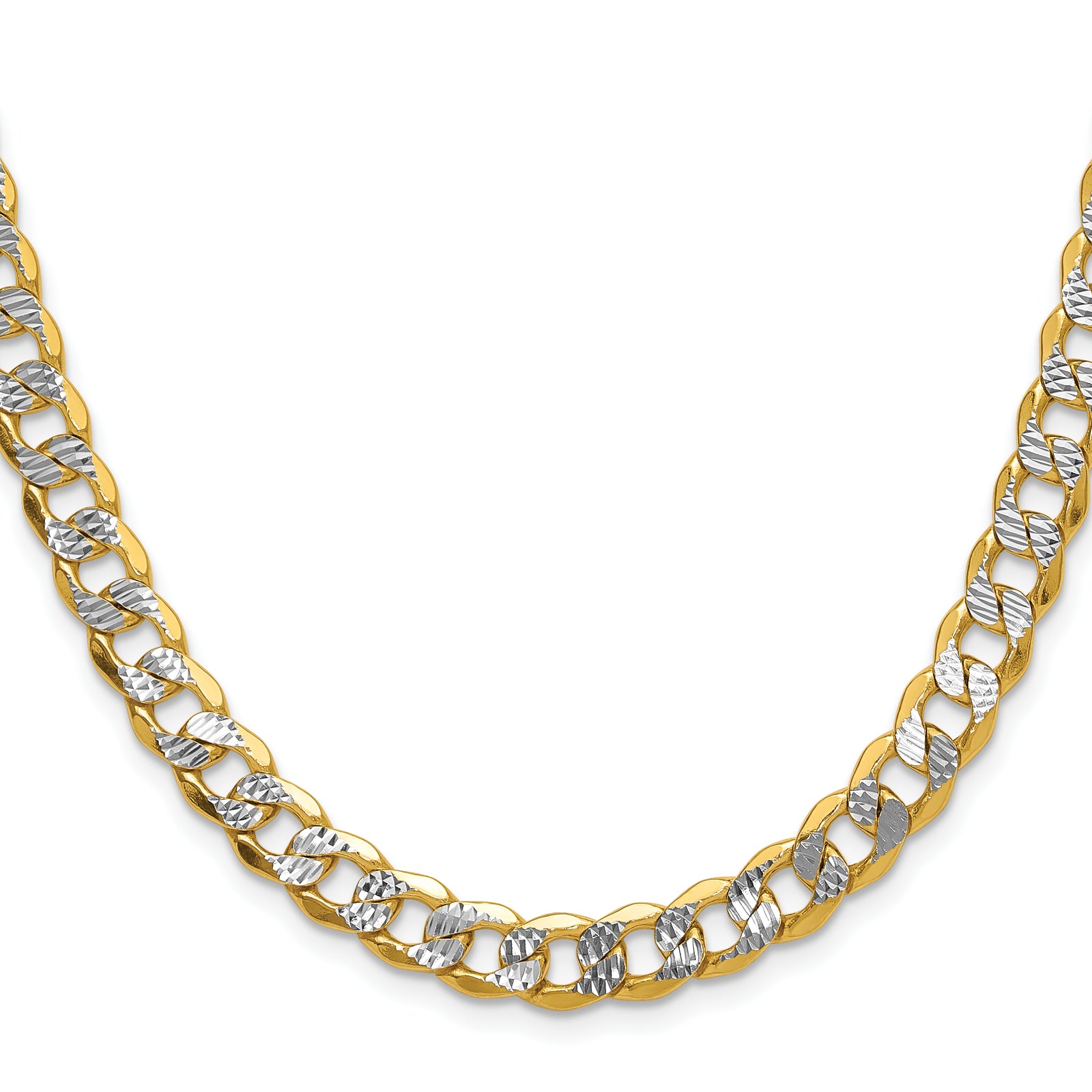 14k 7.75mm Semi-solid with Rhodium Pavé Curb Chain