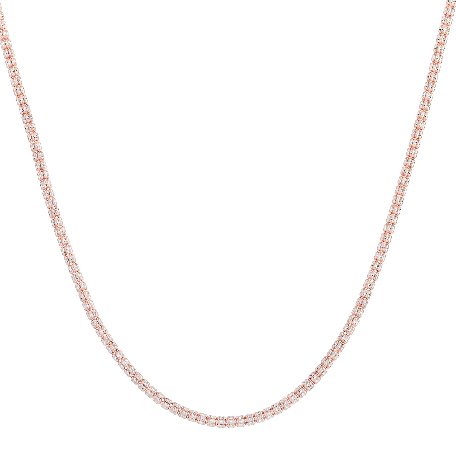 14K Rose 3.3mm Two-Tone Fancy Ice Chain