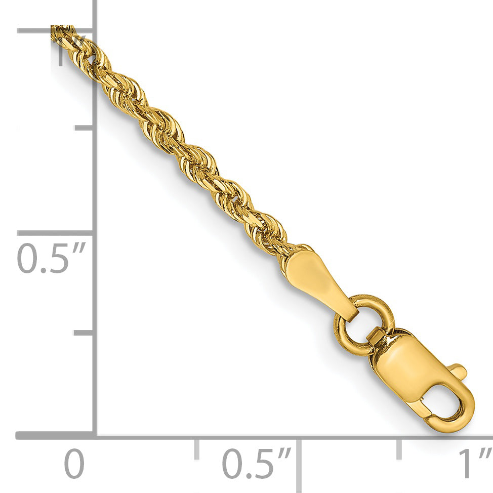 14k 2.00mm Diamond-cut Quadruple Rope Chain Anklet