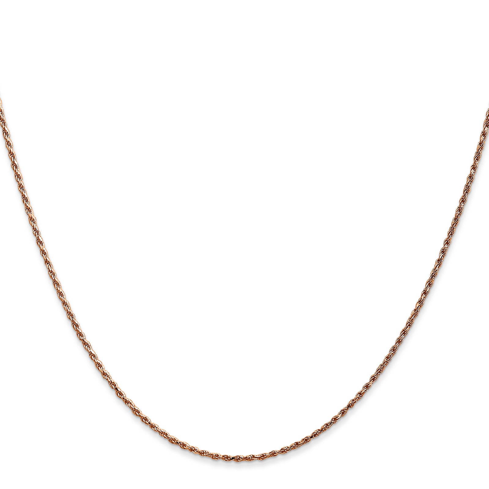 14k Rose Gold 1mm D/C Machine-made Rope Chain