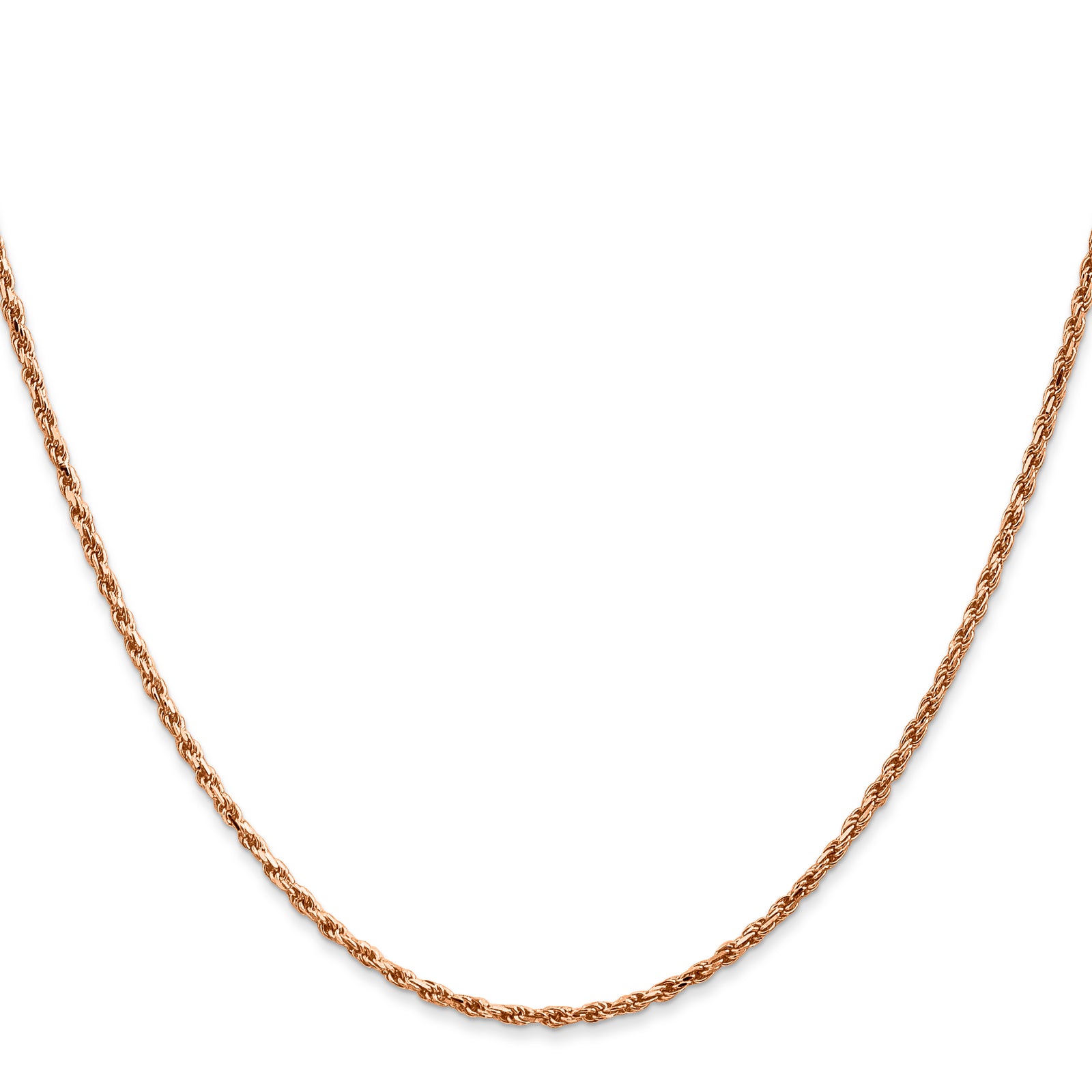 14k Rose Gold 1.8mm D/C Machine-made Rope Chain