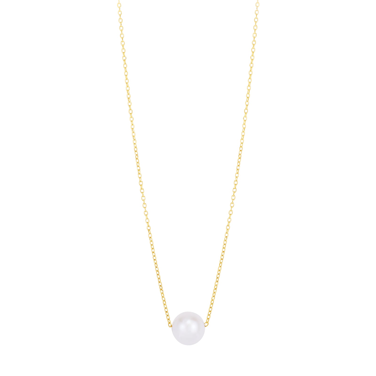 14K Pearl Necklace Solitaire