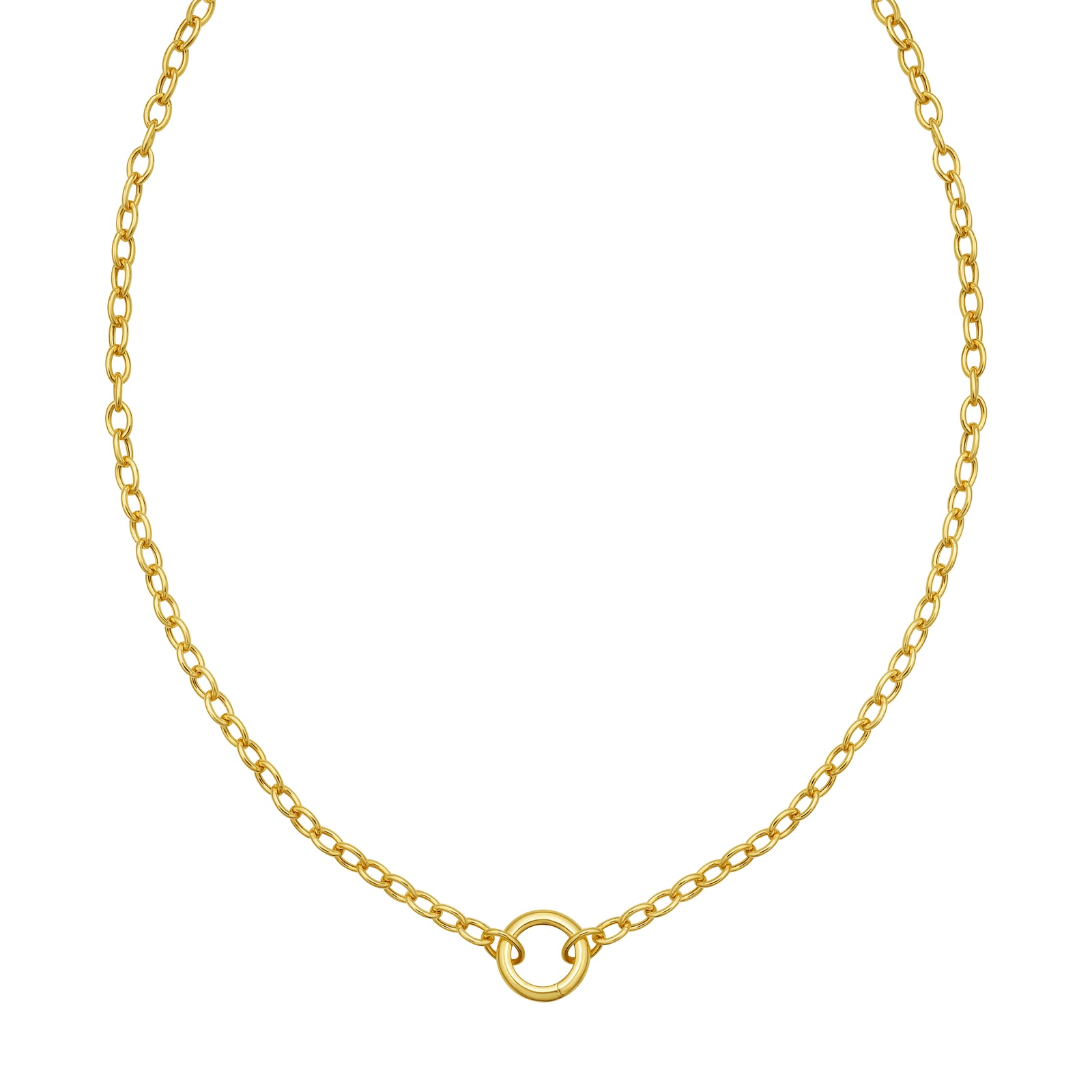 14K Push Lock Charm Necklace