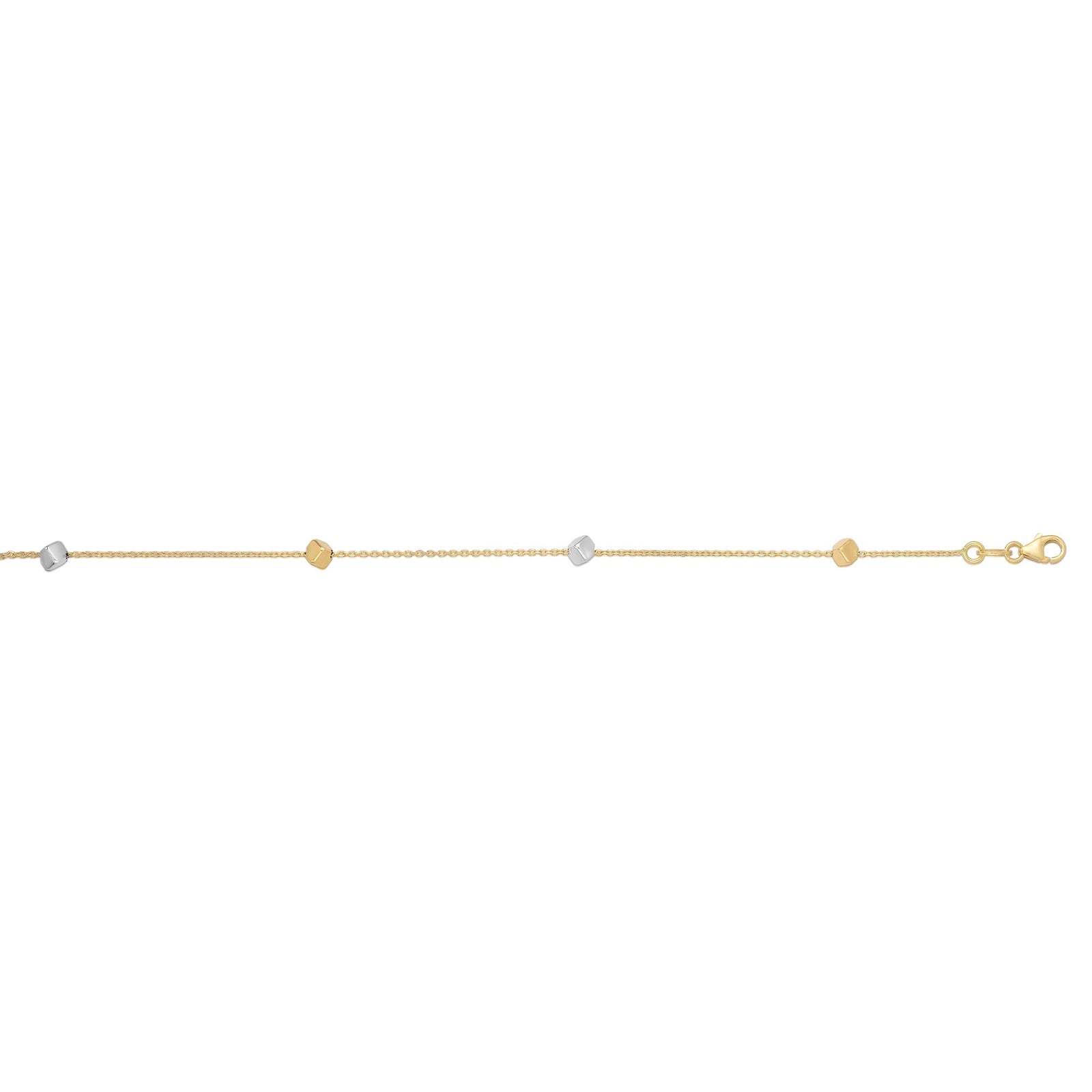 14K Two-tone Gold Polished Cube Bracelet