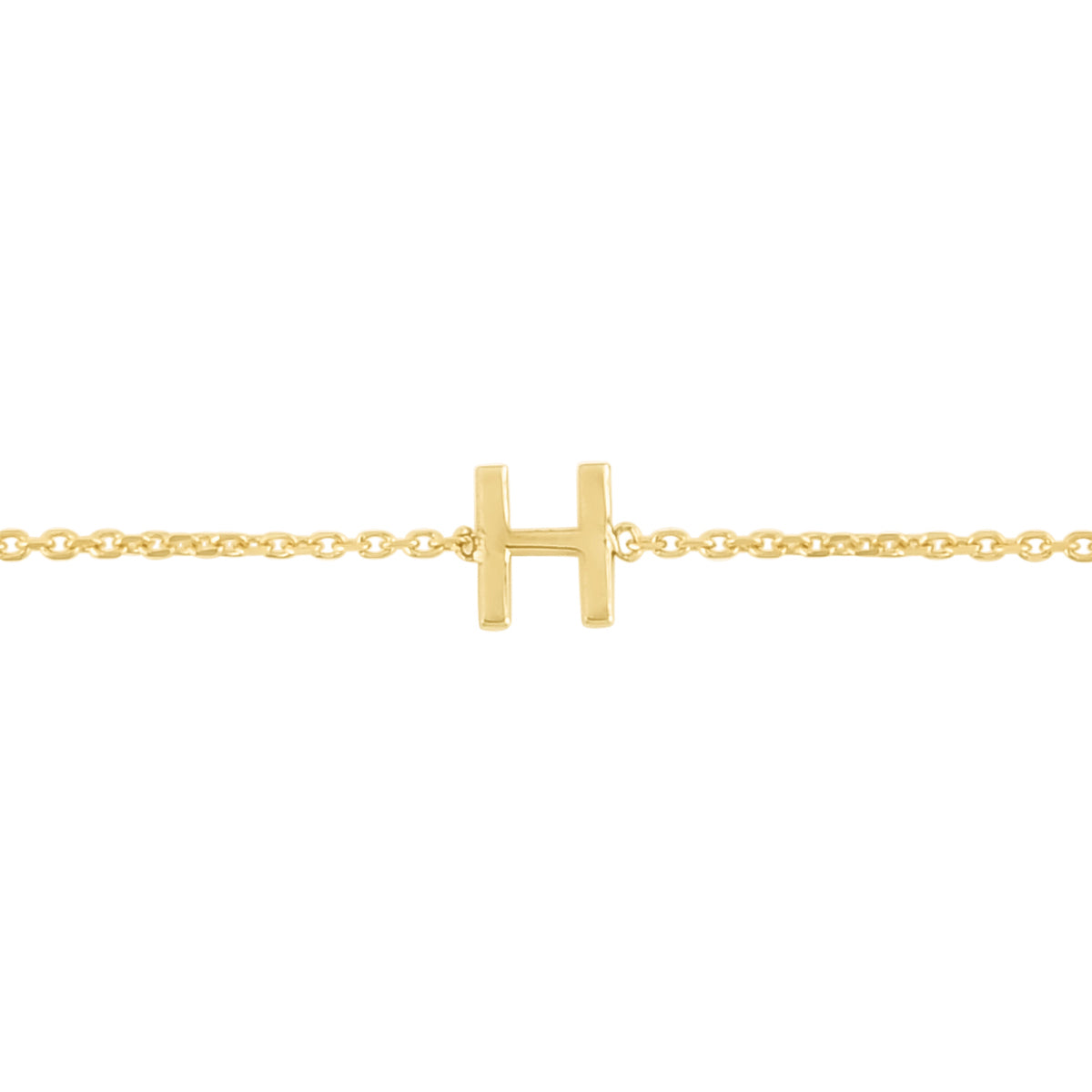 14K Mini Initial H Bracelet