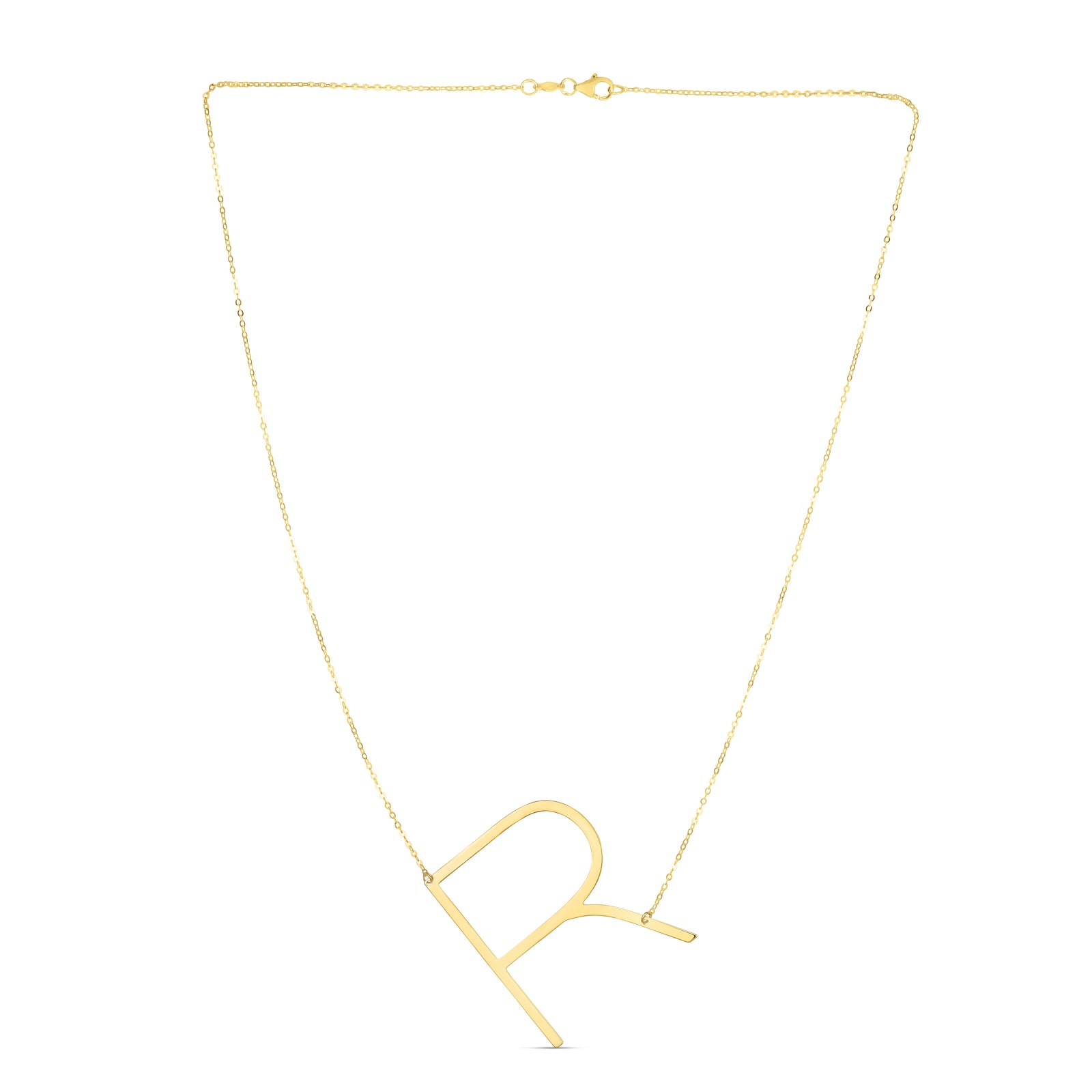 14K Gold Large Initial R Necklace