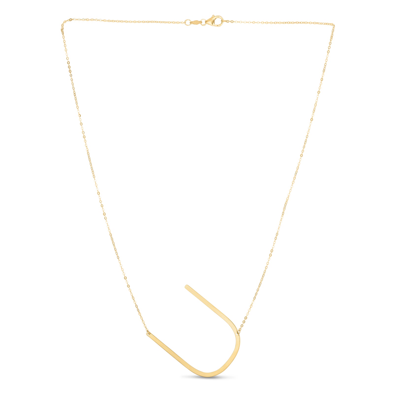 14K Gold Large Initial U Necklace