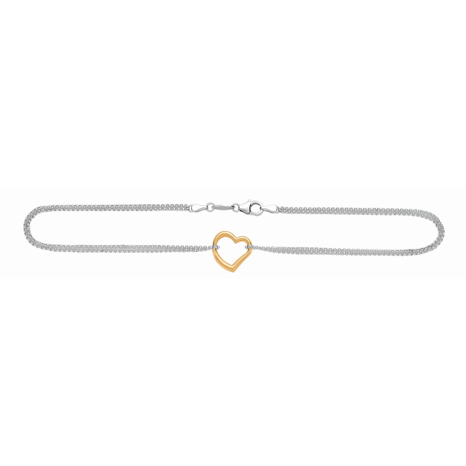 14K & Silver Heart Anklet