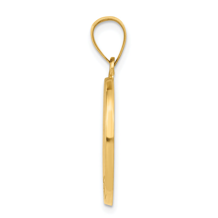 14k Confirmation Medal Hollow Round Pendant