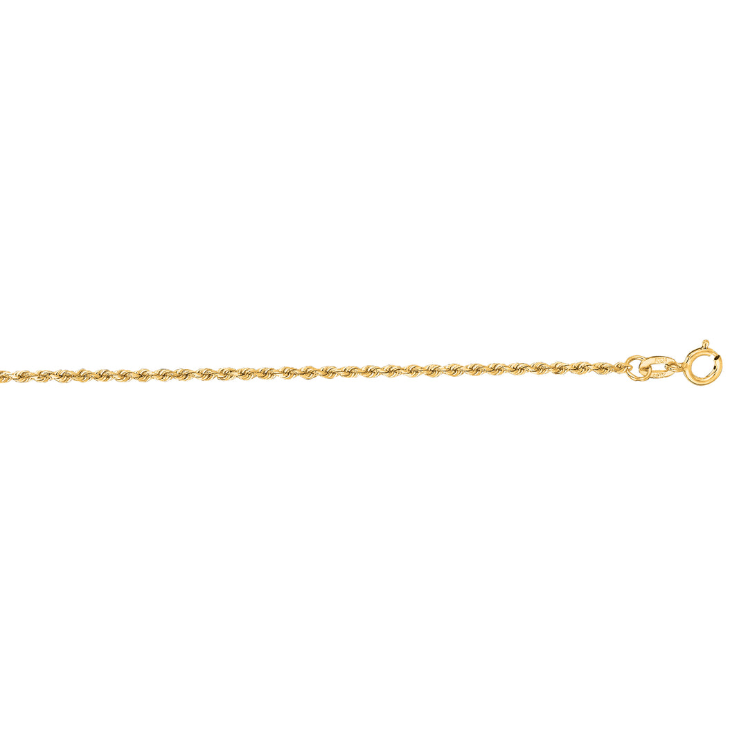 14K Gold 20"" 1.4mm Diamond Cut Royal Rope Chain