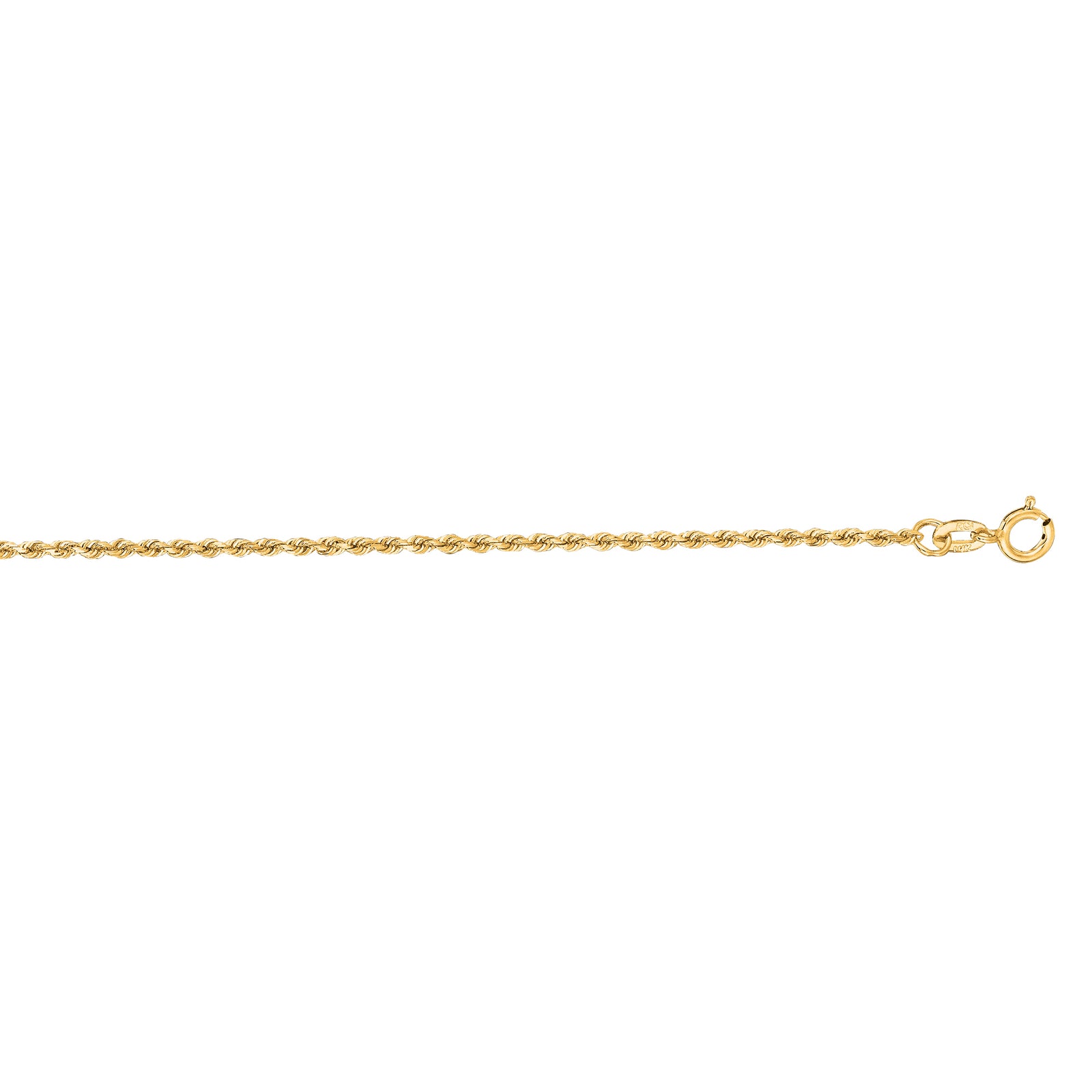 14K Gold 20"" 1.4mm Diamond Cut Royal Rope Chain
