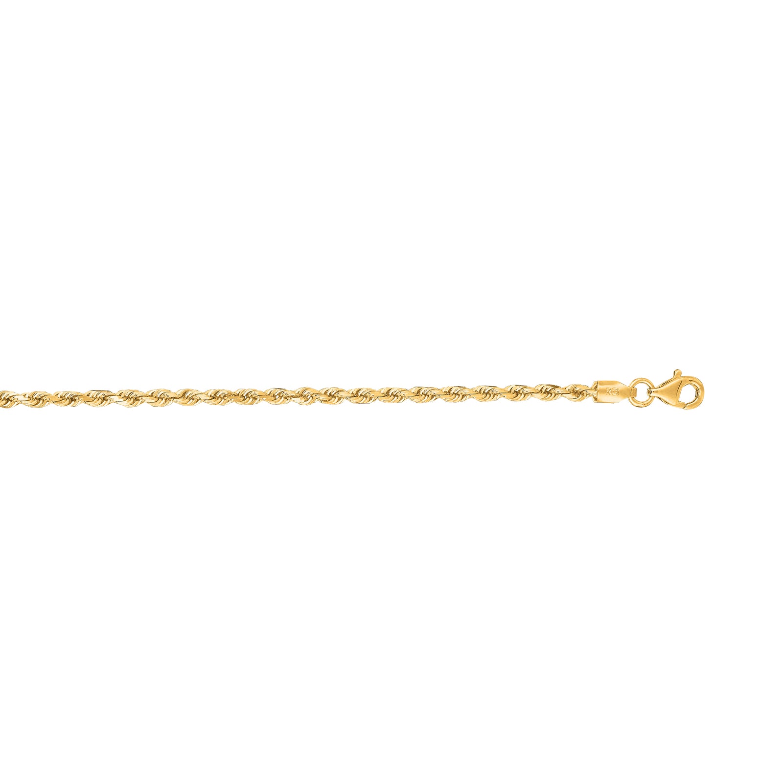14K Gold 8"" 2.5mm Diamond Cut Royal Rope Chain