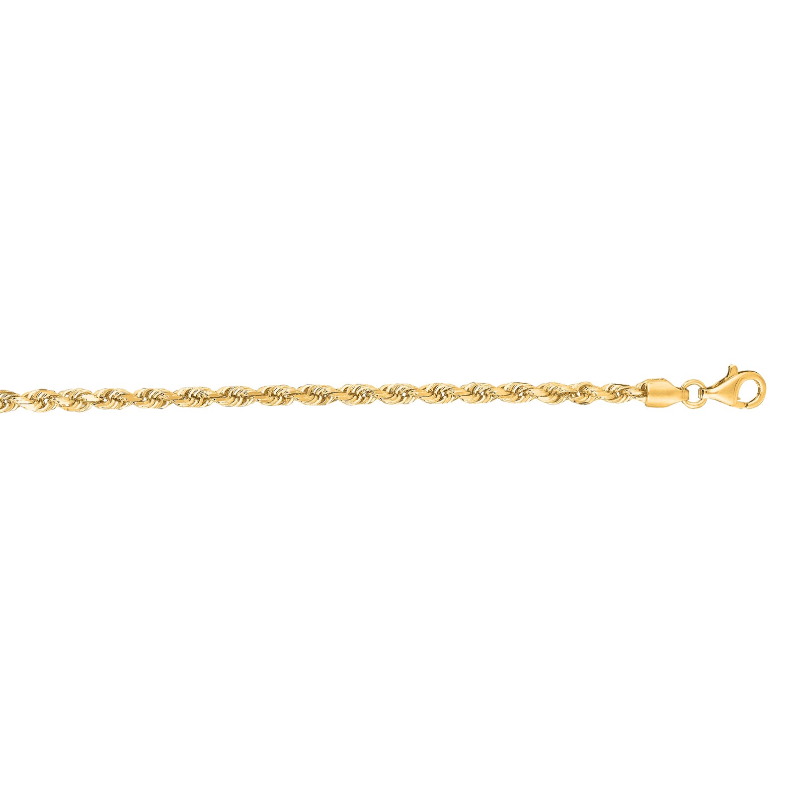 14K Gold 22"" 3mm Diamond Cut Royal Rope Chain