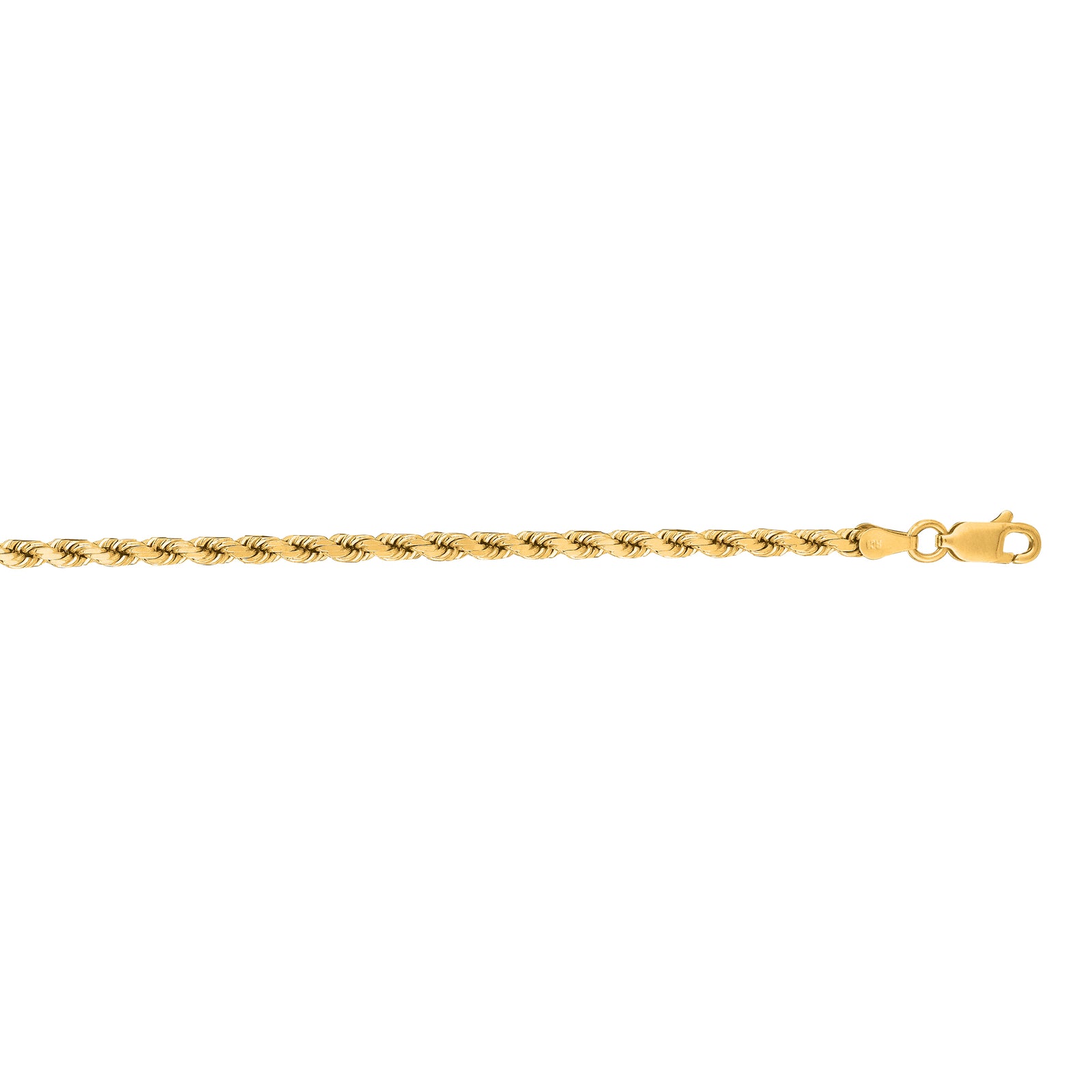 14K Gold 22"" 3.5mm Diamond Cut Royal Rope Chain