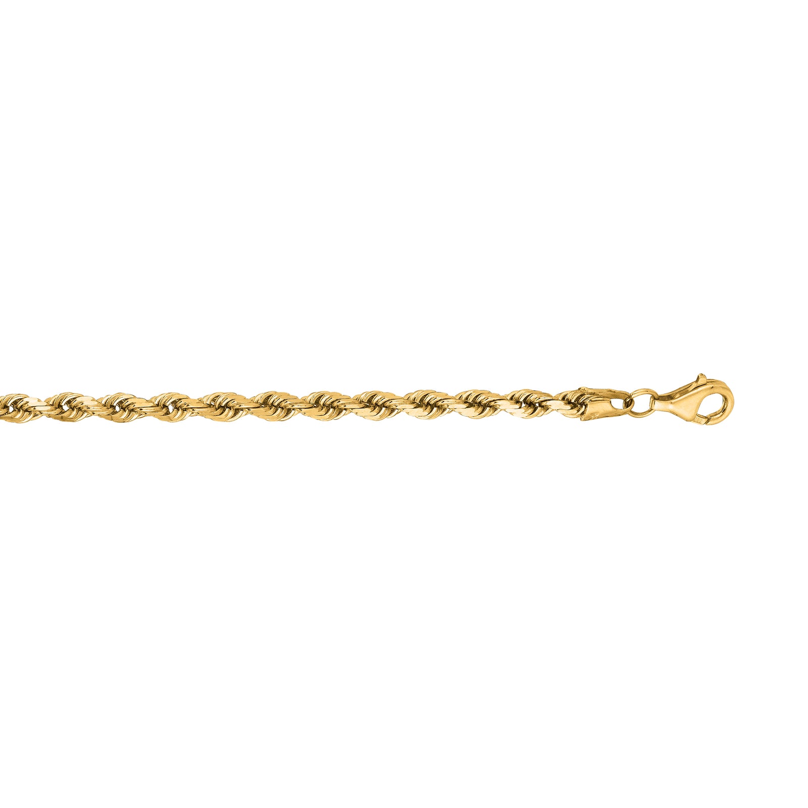 14K Gold 18"" 3.8mm Diamond Cut Royal Rope Chain