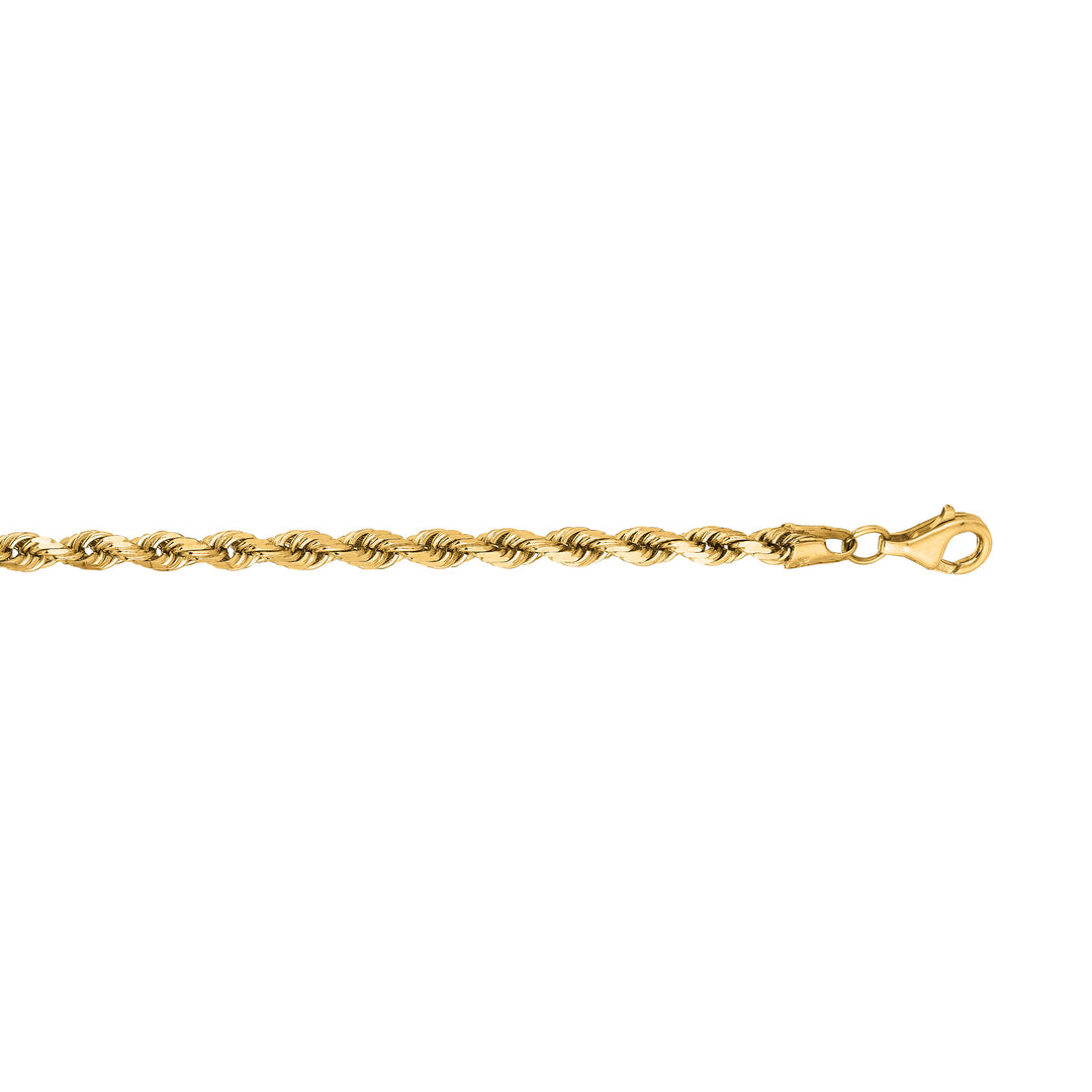 14K Gold 30"" 3.8mm Diamond Cut Royal Rope Chain