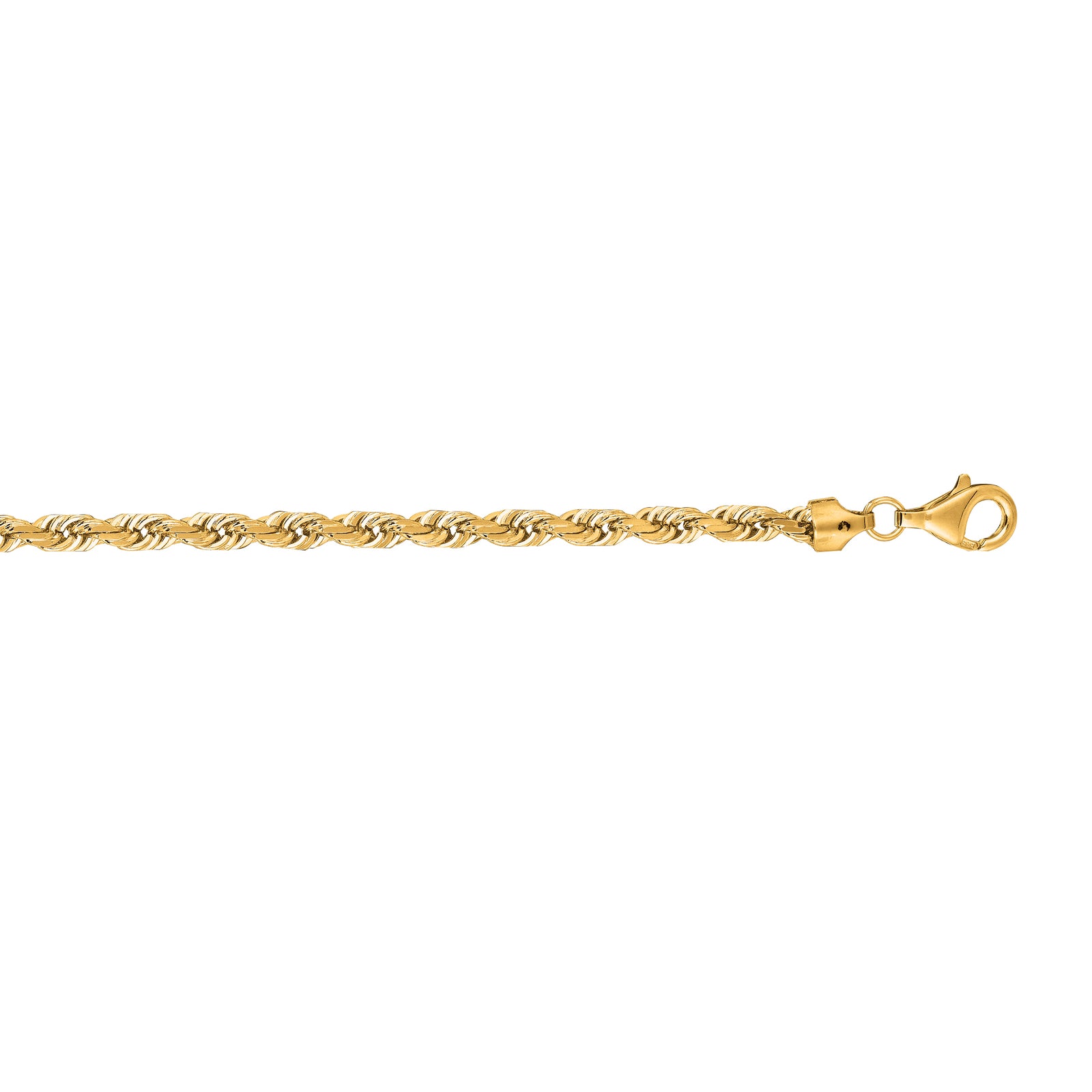 14K Gold 20"" 5mm Diamond Cut Royal Rope Chain