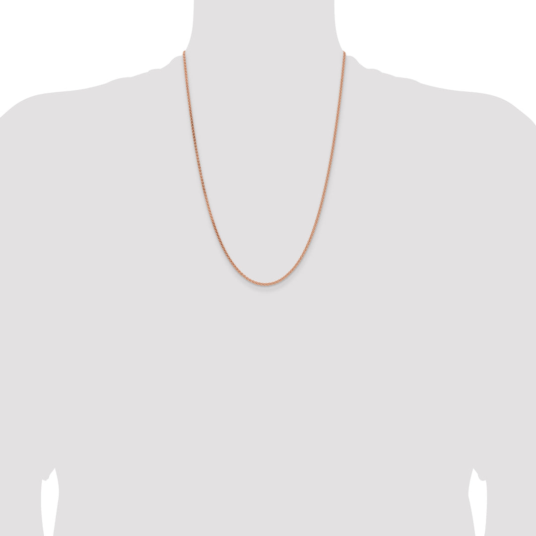 14k Rose Gold 2.1mm Solid Polished Spiga Chain