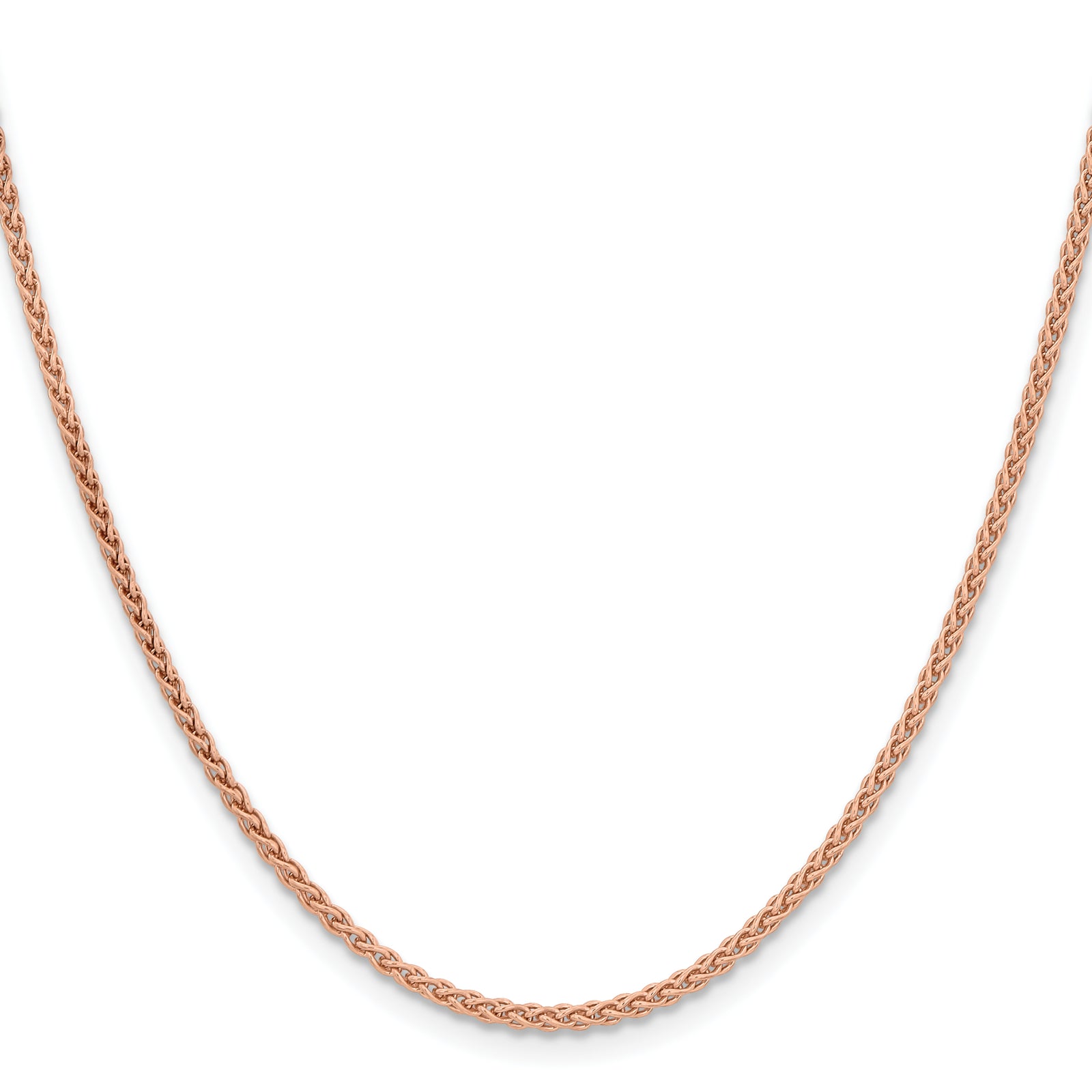 14K Rose Gold 30 inch 2.1mm Solid Polished Spiga with Lobster Clasp Chain