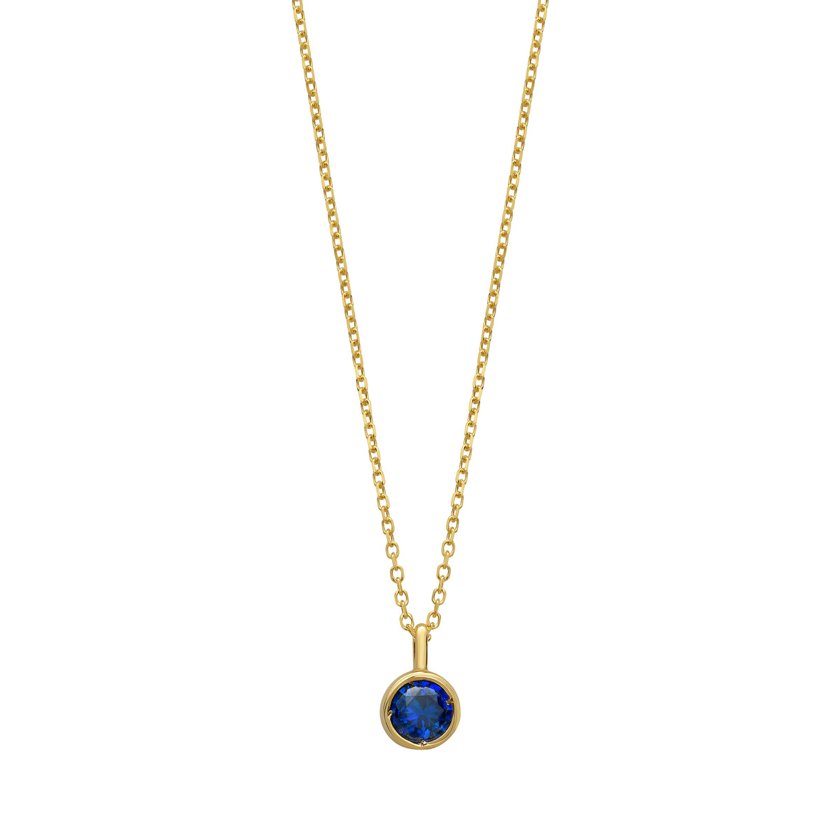14K Created Blue Sapphire Birthstone Pendant
