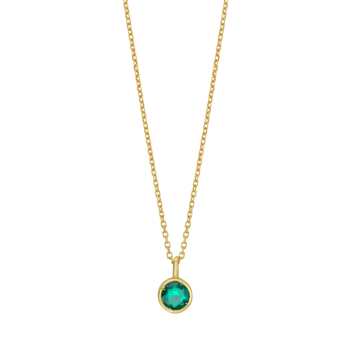 14K Created Emerald Birthstone Pendant